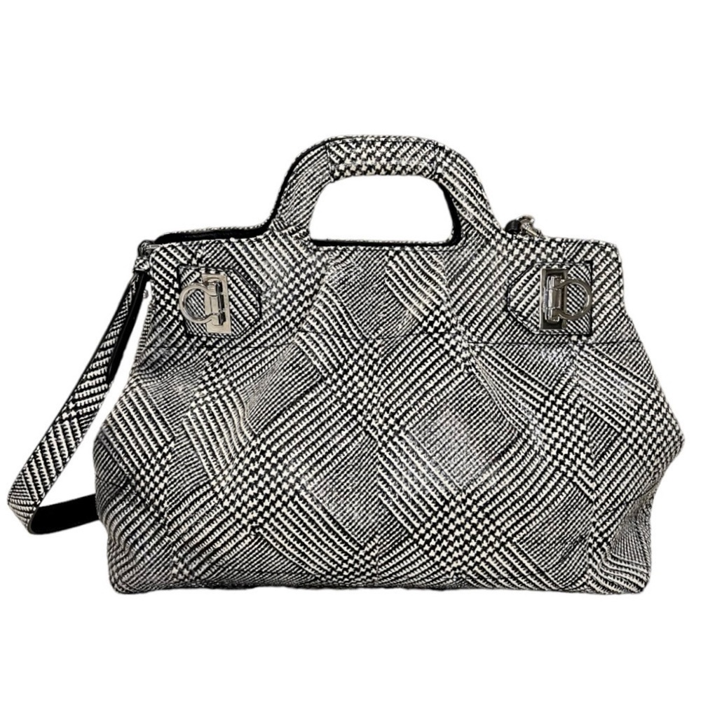 Salvatore Ferragamo Authentic Rare Vintage Snakeskin Bag Black/Cream Hou…